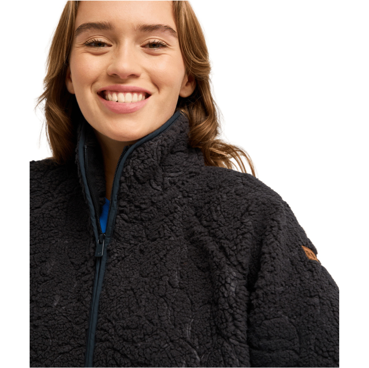 2026 Roxy Womens Blurry Cloud Full Zip Relaxed Fleece  ERJPF03212 - Anthracite Outline Mo
